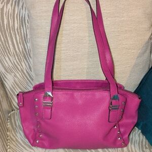 Attention Fuchsia Studded Shoulder Bag